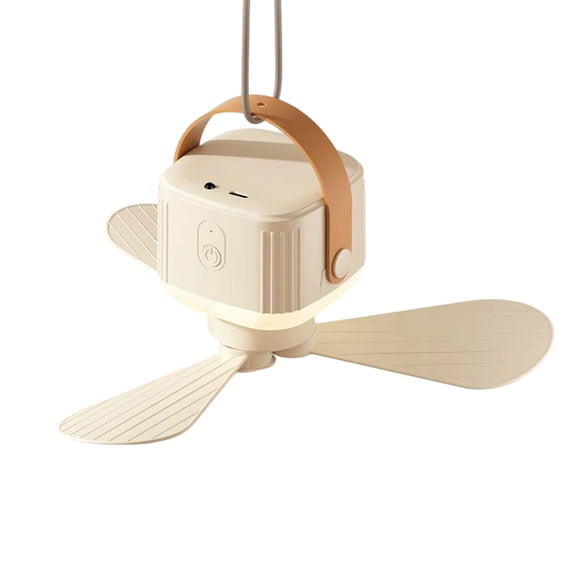 Portable LED Camping Fan with Remote Control - 7200mAh Battery Operated Fan Adjustable Wind Speeds - Lightweight Durable Design for Outdoor Fishing Grilling Indoor Use,Beige A