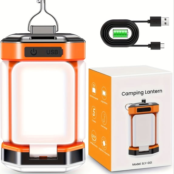 Portabl Led Video Portable LED Camping Lantern USB-C Rechargeable 3600Mah Battery, 5 ...