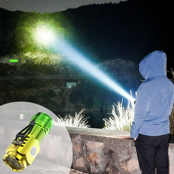 Portable LED Flashlight, 20W Rechargeable Mini Light with Toggle Clip, Water-Resistant IPX6, Built-in Lithium Battery, Adsorbable Metal Design for Outdoor, Emergency, Camping, Hiking