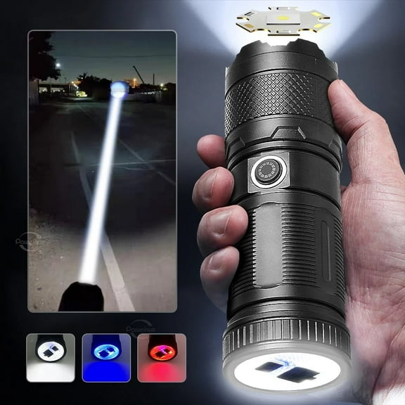 Portable LED Flashlight USB Rechargeable, Small Flashlights Powerful with 5 Light Modes, Outdoor Rechargeable Zoomable Flashlight Tactical Torch for EDC ,Camping, Hiking,Emergency Light, Work Light
