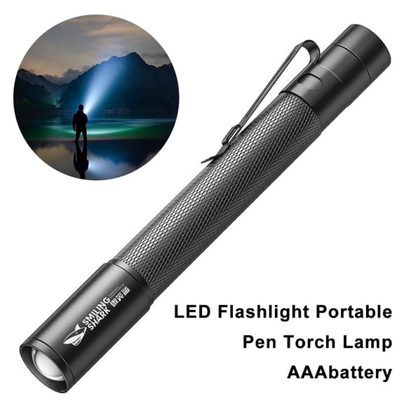 Portable LED Flashlight with Adjustable Focus, 2-3 Hour Runtime, Aluminum Alloy Pen Clip Design for Outdoor Camping & Emergency