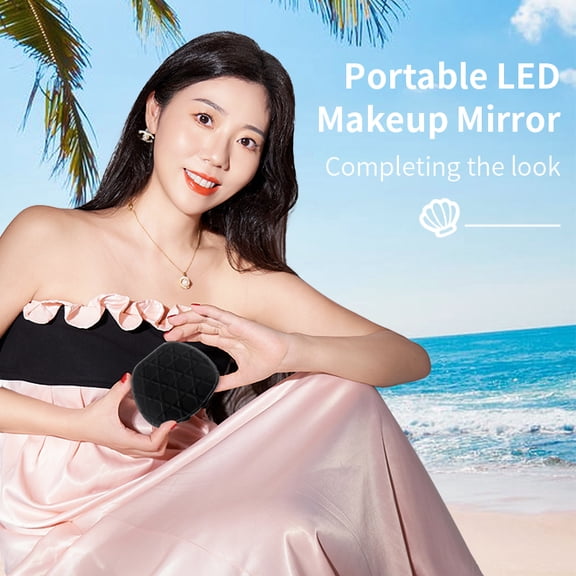 Portable LED Makeup Mirror with 5x Magnification USB Rechargeable Three Light Modes Stepless Dimming for Beauty and Grooming