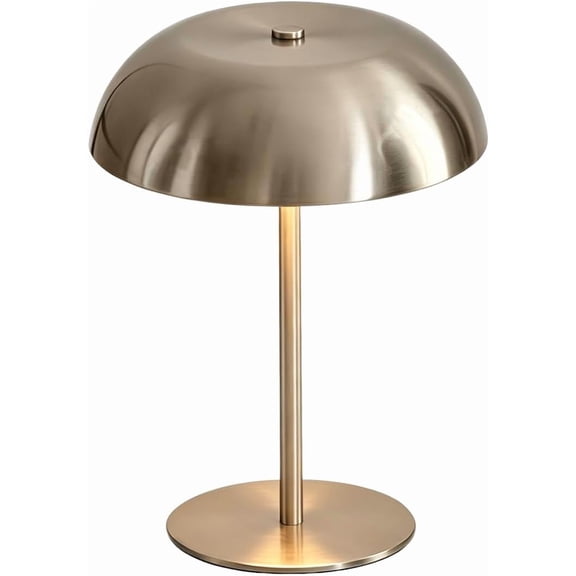 Portable LED Mushroom Table Lamp with Touch Control, Cordless Desk Lamp with 3 Color Dimming, Rechargeable Metal Small Bedside Lamp for Bedroom, Coffee Shop, Bar, Restaurant, Wedding