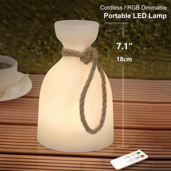 Postlucky 7" Bottle Shape Cordless Table Lamps Rechargeable, Portable Outdoor Battery Bedside Table Lamp for Bedroom Living Room
