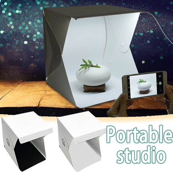 Portable LED Photography Light Box for Product Photos with Backdrops, Foldable Mini Photo Studio Kit USB Powered