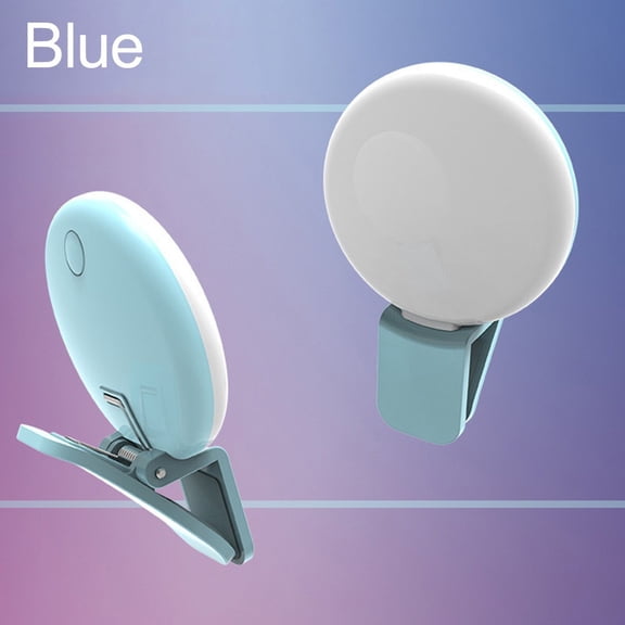 Portable LED Selfie Ring Light Clip-On Smartphone Camera Fill Light Compact Rechargeable Miniature Photography Lighting for Photos Videos 3X3X2cm, Blue