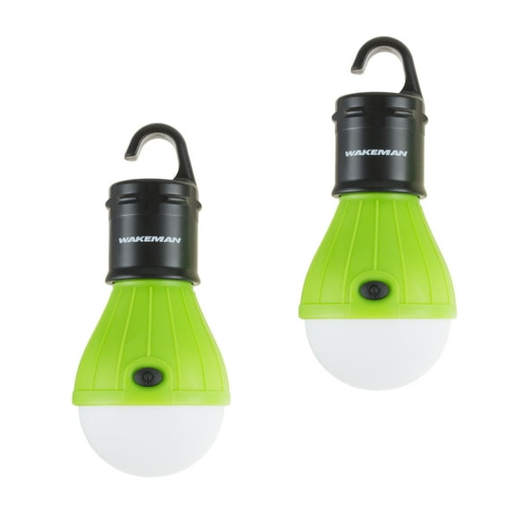 Portable LED Tent Light Bulb- 2 Pack Hanging Lights with 3 Settings and 60 Lumen By Wakeman Outdoors (For Camping Hiking Tents and Emergency)