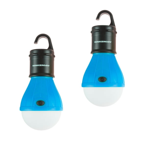 Wakeman 2-Pack of Portable LED Hanging Tent Light Bulbs (Blue)