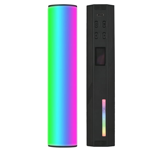 Portable LED Video Light Rechargeable RGB Fill Light 2500K-9000K Dimmable 20 Lighting Effects CRI95+ LCD Screen Magnetic Backside with Mini Desktop Tripod Wrist Strap