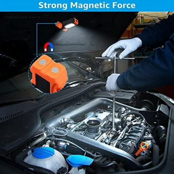 Portable LED Work Light, Hanging Hook & Magnetic Flashlight, Battery Operated,Pocket Lights