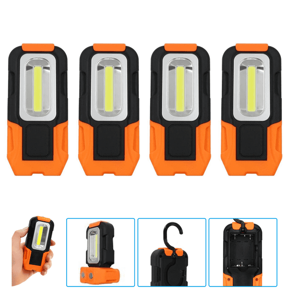 4 Pack Portable LED Work Light with Magnetic Flashlight, Battery Operated, COB Pocket Work Lights, 5000K Daylight