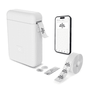 Portable Label Maker Machine with Tape - HP2 Bluetooth Label Printer for Storage, Office, Home, Mini Smart Phone, White