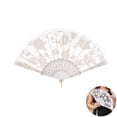 thumbnail image 1 of Portable Lace Folding Fan,QZS Embroidered Flower Bridal Hand Fan for Costume,Chinese Vintage Fan for Wedding,Dancing,Tea Party,White,1Pack, 1 of 6