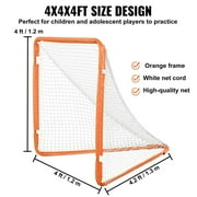 Portable Lacrosse Goal 4x4 Feet for Kids, Folding Lacrosse Net with Carry Bag, Durable Iron Frame Youth Training Equipment, Quick Setup, Orange
