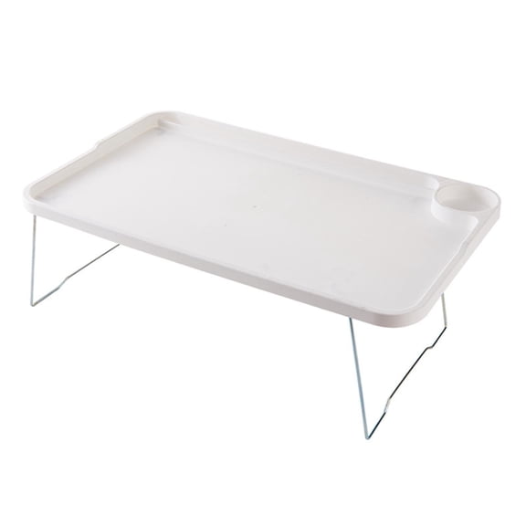 Portable Lap Desk, Foldable Lap Desk, 8 In Legs, White Plastic, Tv Tray For Bed, Laptop Bed Tray, Bed Table Tray For Eating And Laptop, Medium Size, 1 Pc