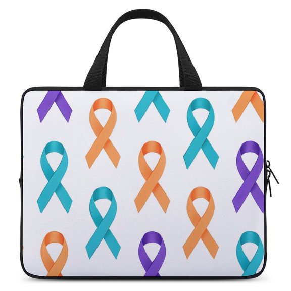 Portable Laptop Bag Wear-Resistant Scratch-Resistant Waterproof Portable Travel Cancer Awareness Ribbon Pattern - Modern Grid 15inch