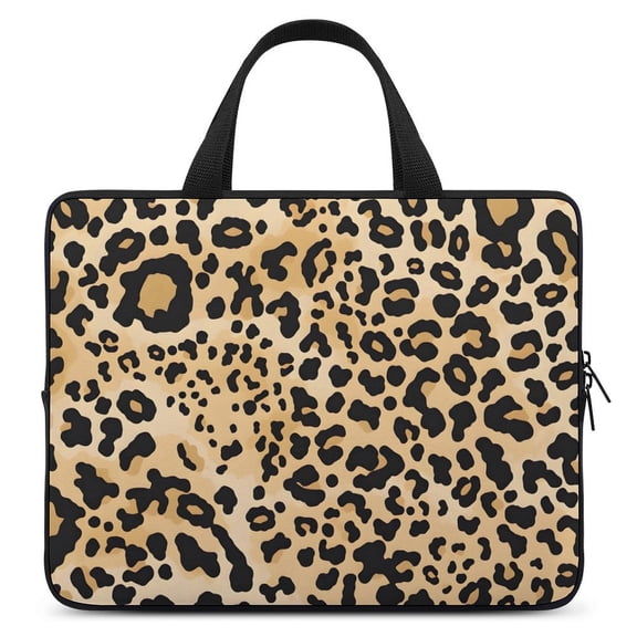 Portable Laptop Bag Wear-Resistant Scratch-Resistant Waterproof Portable Travel Leopard Print Pattern Background_1 15inch