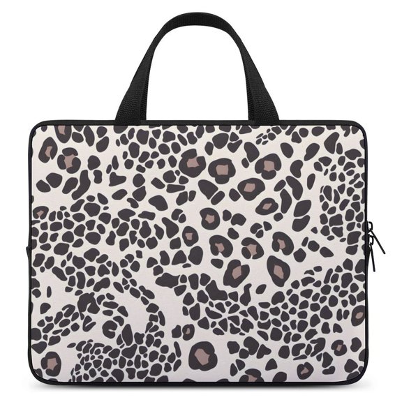 Portable Laptop Bag Wear-Resistant Scratch-Resistant Waterproof Portable Travel Leopard Print Pattern White And Black_1 15inch
