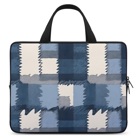 Portable Laptop Bag Wear-Resistant Scratch-Resistant Waterproof Portable Travel MediumBlue Houndstooth Buffalo Plaid Tartan Check Scotland Hand-drawn Sketch_1 17inch