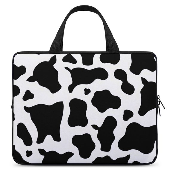 Portable Laptop Bag Wear-Resistant Scratch-Resistant Waterproof Portable Travel Simple Cow Print Pattern, Vector Art Style_4 17inch