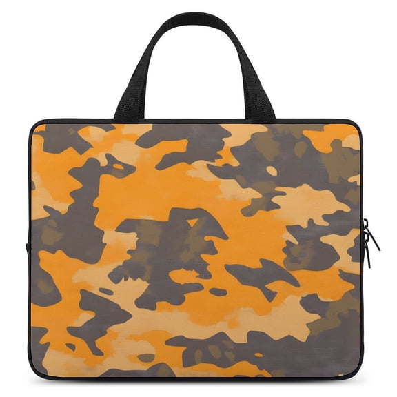 Portable Laptop Bag Wear-Resistant Scratch-Resistant Waterproof Portable Travel Texture Camo Army Orange_2 17inch