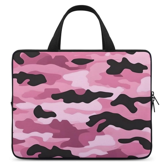 Portable Laptop Bag Wear-Resistant Scratch-Resistant Waterproof Portable Travel Texture Military Camouflage Pattern Abstract Pink_2 15inch