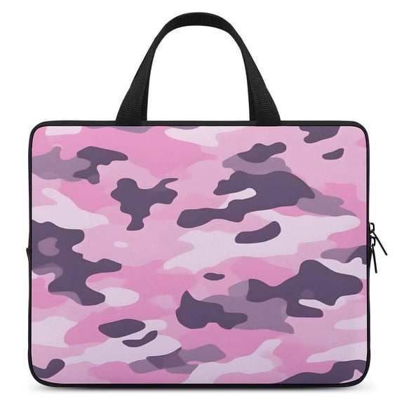 Portable Laptop Bag Wear-Resistant Scratch-Resistant Waterproof Portable Travel Texture Military Camouflage Pattern Abstract Pink_3 17inch