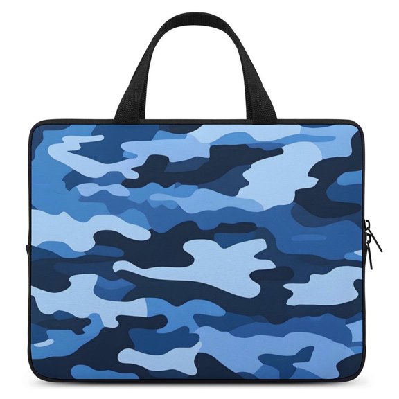 Portable Laptop Bag Wear-Resistant Scratch-Resistant Waterproof Portable Travel Vector Camouflage Pattern Blue_1 15inch