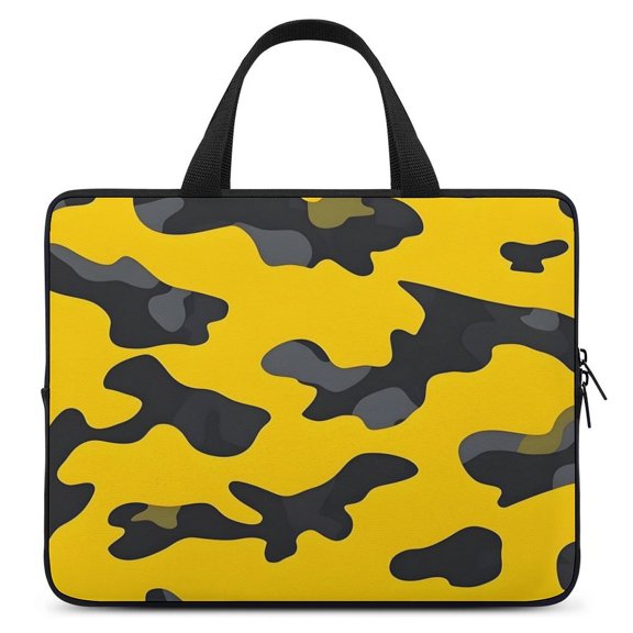 Portable Laptop Bag Wear-Resistant Scratch-Resistant Waterproof Portable Travel Vector Camouflage Pattern Yellow_2 15inch