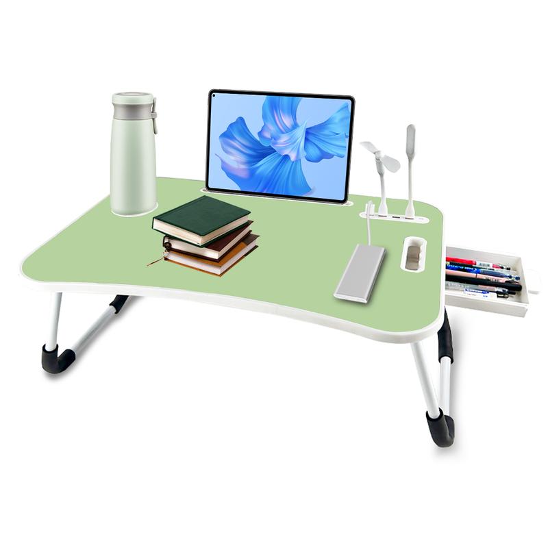 Portable Laptop Bed Table - Foldable Wooden Tray w/Drawer, Cup Holder ...