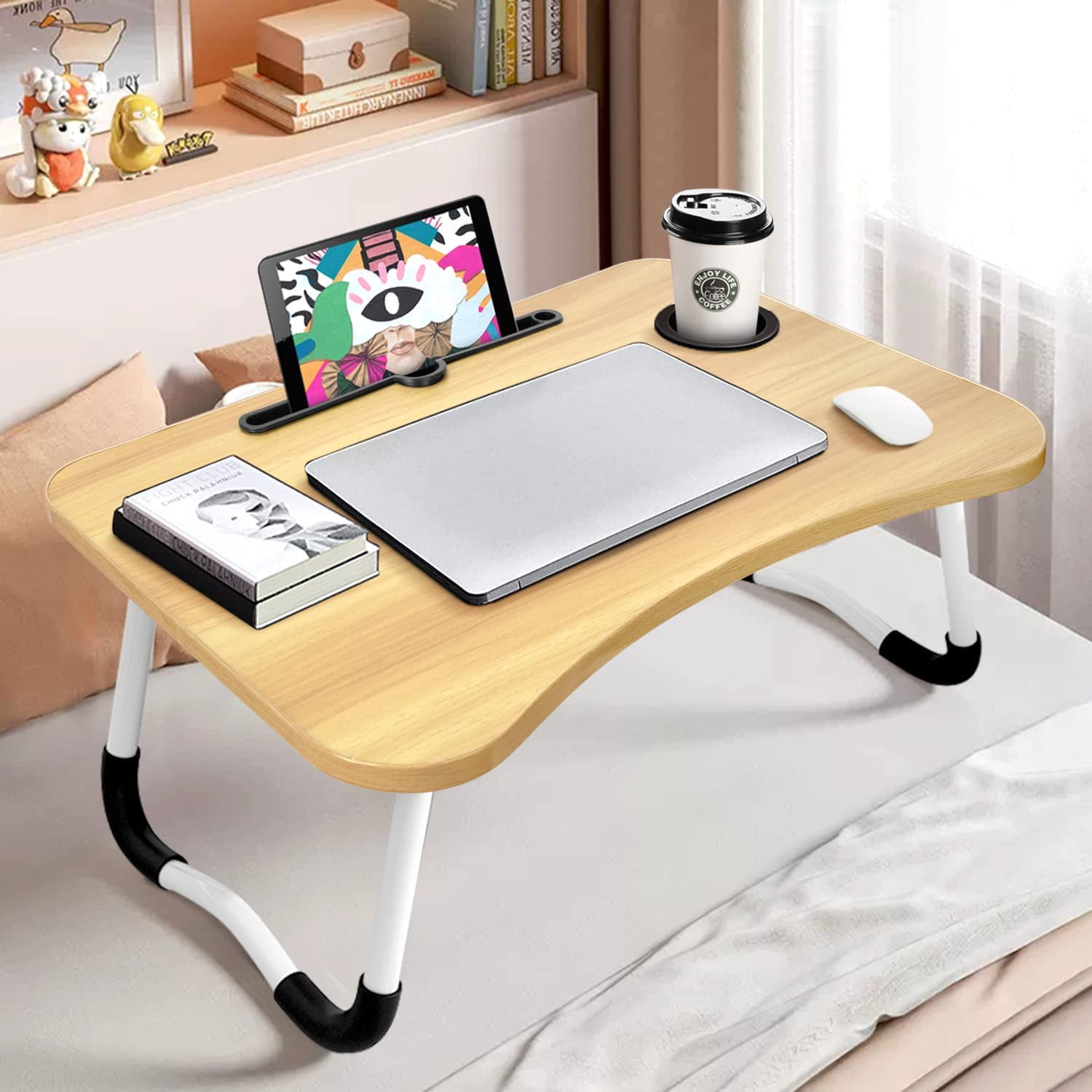 Laptop Lap Desk, Portable With Foam Cushion, LED Desk Light, and Cup Holder  By Northwest (Blue)