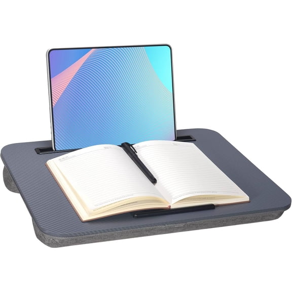 Portable Laptop Desk Fits Up to 16" Laptops, with Tablet Slot, Built-in Cushion,  for  & Office,Lap Desk for Laptop,Lap Desk with Cushion (Dark Grey, Medium)