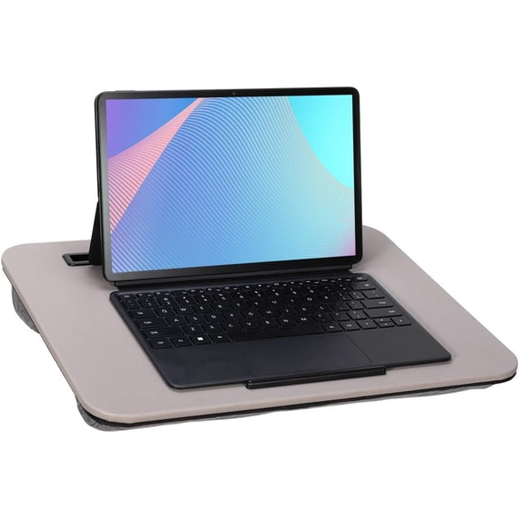 Portable Laptop Desk Fits Up to 16" Laptops, with Tablet Slot, Built-in Cushion, for & Office,Lap Desk for Laptop,Lap Desk with Cushion (Gray, Medium)