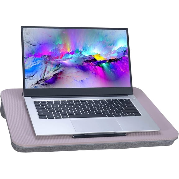 Portable Laptop Desk Fits Up to 16" Laptops, with Tablet Slot, Built-in Cushion, for & Office,Lap Desk for Laptop,Lap Desk with Cushion (Grey Violet, Medium)