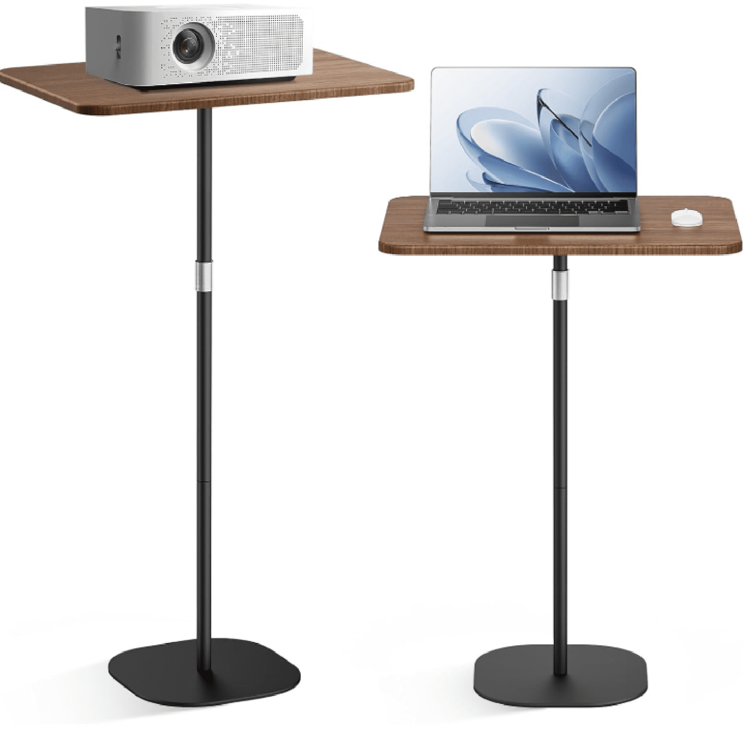 Portable Laptop Floor Stand, Bedside/Sofa Table with Height Adjustable 18''~47'', Stylish Movable Workstation Floor Standing Desk for Office, Meeting Room, Living Room Easy Assembly, Black