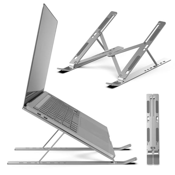 GH1200 Laptop Stand for Desk, Adjustable 7-Levels, Fits 10 to 17 Devices, Foldable Laptop Stand, Unique Design Promotes Air Flow, Non Scratch Laptop Riser , Macbook Stand Reduces Neck Strain