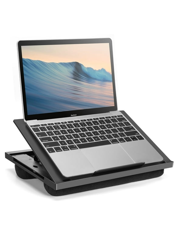 Portable Laptop Lap Desk Fits up to 15.6" with Detachable Mouse Pad Tray, 6 Adjustable Angles & Dual Cushions