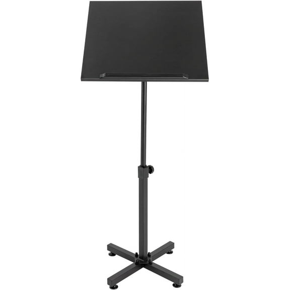 Portable Laptop Podium, Height Adjustable Rolling Stand, Mobile Floor Steady Standing Desk, Classroom Table with Wheels, Tilting Conference Pulpit for Office Presentation Church (Black)