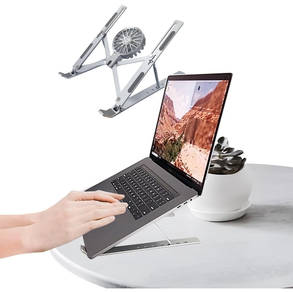 FEKOTS Laptops Electronic Stand with Cooling Fan for up to 18 Inches, Silver,laptop cooling stand