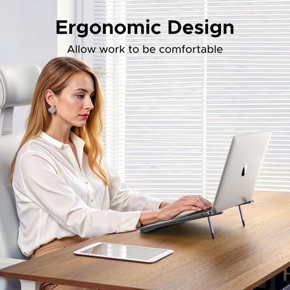 Portable Laptop Stand, Foldable & Compact Aluminum Computer Stand Holder for Desk, Adjustable Ergonomic Laptop Riser for MacBook, Travel-Friendly for 10-17 Inch Laptops