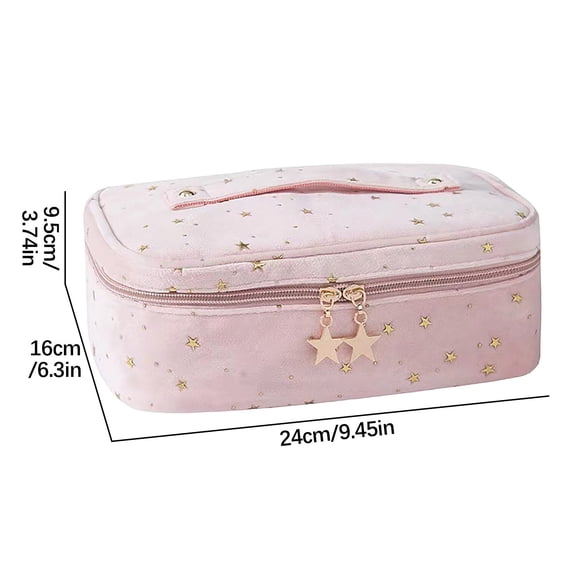 Portable Large Capacity European Style Cosmetic Bag,Multi-Compartment Design,Soft Advanced Fabric Convenient Handle,Versatile For Jewelry Electronics,For Travel Daily Use Gift Cosmetics Storage