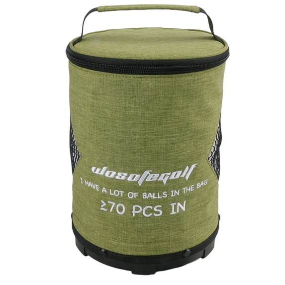 Portable Large-Capacity Golf Ball Storage Bag with Stable Balance Base Zipper Closure Ergonomic Handle for Golfers Training Outdoor Sports Golf Ball Bags,Green