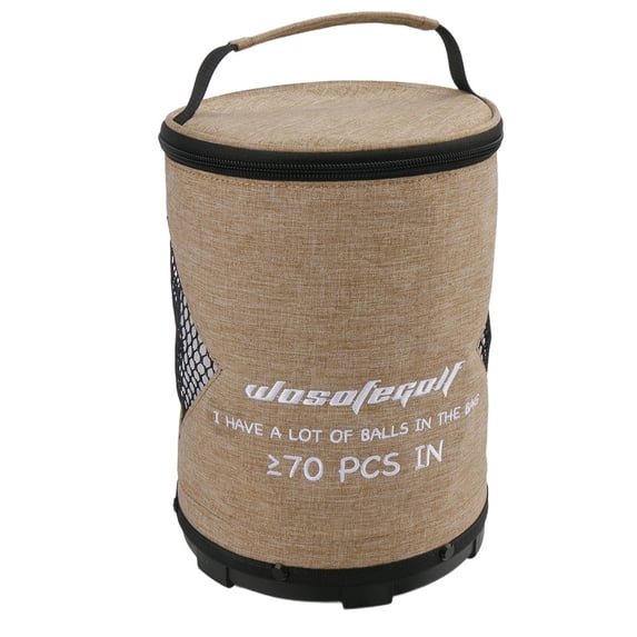 Portable Large-Capacity Golf Ball Storage Bag with Stable Balance Base Zipper Closure Ergonomic Handle for Golfers Training Outdoor Sports Golf Ball Bags,Khaki