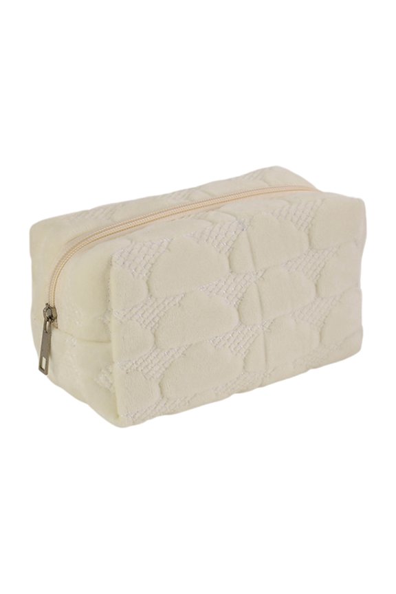 Portable Large - Capacity Makeup Bag - Travel Toiletry & Storage Bag, Short Pile Material, Versatile Design for Easy Carry and Organization,White