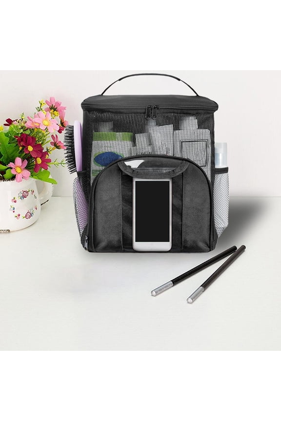 Portable Large Capacity Mesh Shower Tote Bag Dry Hanging Wash Bag Outdoor Camping Bathing Storage Bag