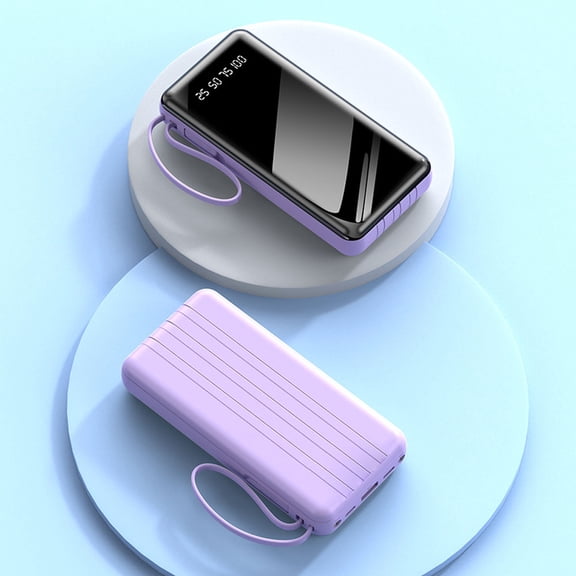 Portable Large Capacity Mobile Power Bank, Spare Battery Pack, Fast Charging, Built-in Intelligent Digital Display Of Power/multiple Data Cables/flashlight, Outdoor Portable Emergency Power Supply De