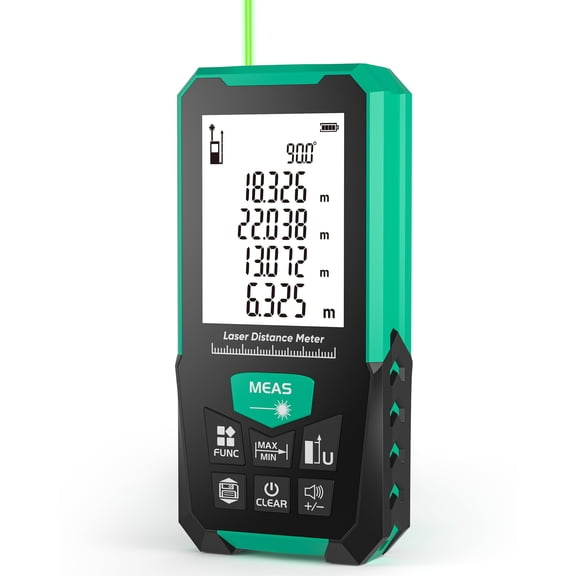 Portable Laser Measure, Digital Laser Distance Meter with 2 Bubble Levels, 2mm Accuracy, M/in/Ft Unit Switching 2.4" Backlit LCD and Measuring Distance Area Volume Pythagorean