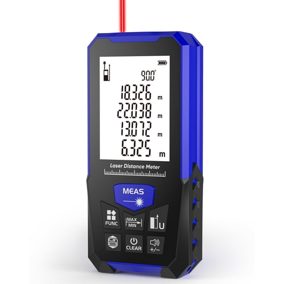 Portable Laser Measure, Digital Laser Distance Meter with 2 Bubble Levels, 2mm Accuracy, M/in/Ft Unit Switching 2.4" Backlit LCD and Measuring Distance Area Volume Pythagorean
