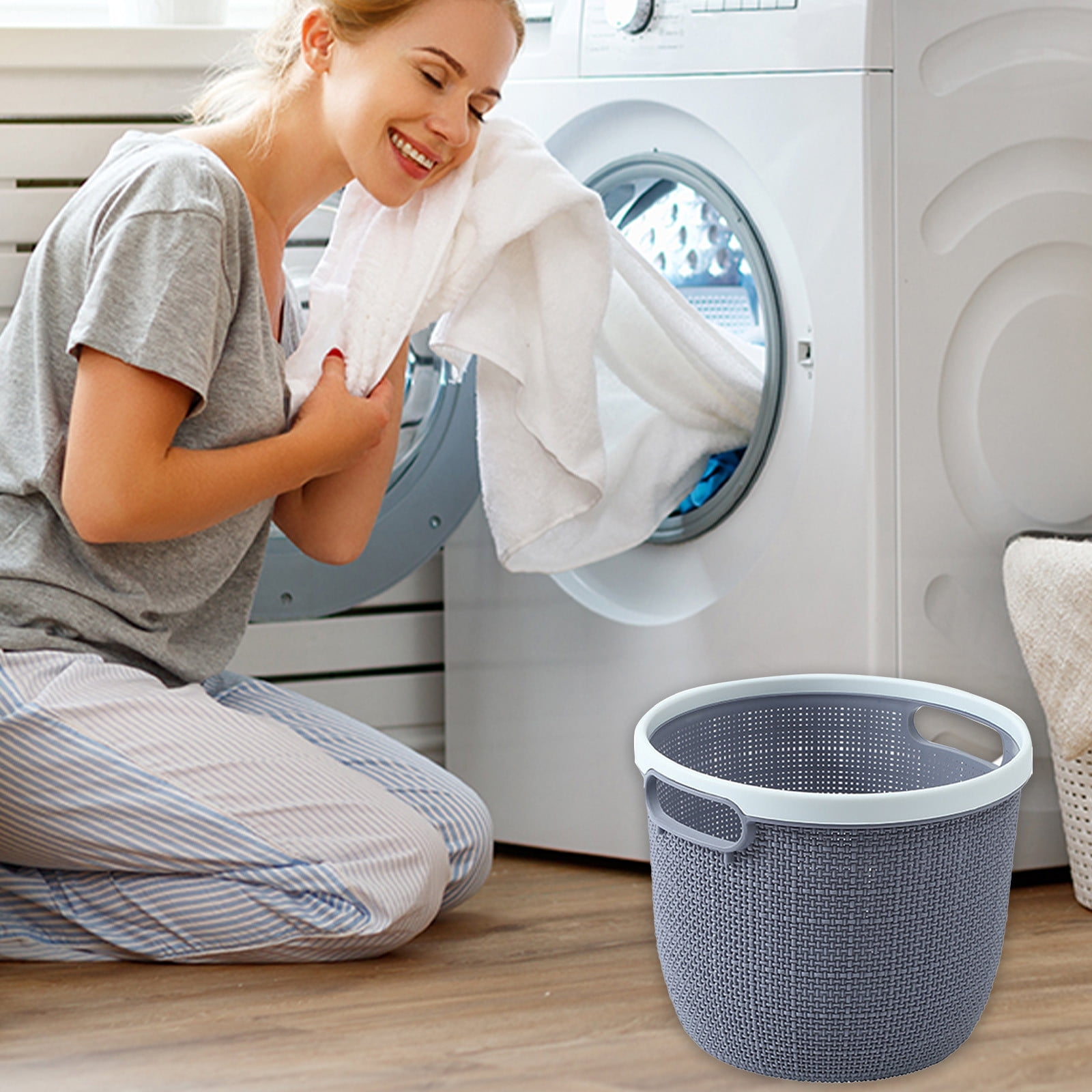 Portable Laundry Hamper, Large Dirty Clothes Storage, Sturdy Wicker ...