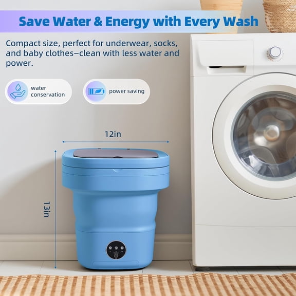 Portable Laundry Machine, 16L Foldable Washer and Dryer with 3 Deep Cleaning Modes, Suitable for Small Clothes, Ideal Mini Laundry Machine for Home, Camping, Hotel and Apartment(Blue)